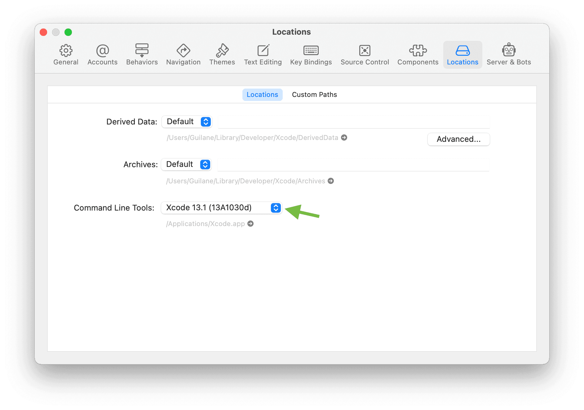 Xcode Location Settings