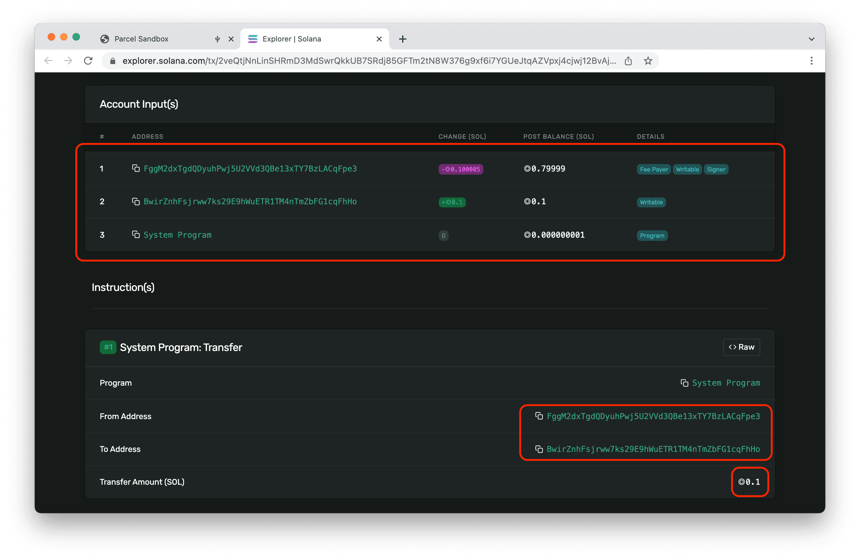 Result after Sending Transaction