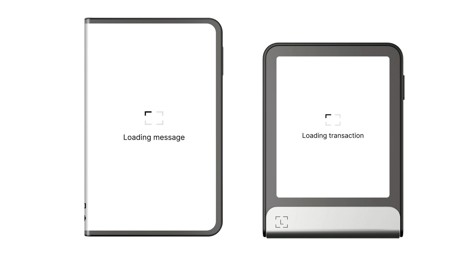 Loading indicator on Ledger Stax and Flex, showing a spinner while transaction data is being processed