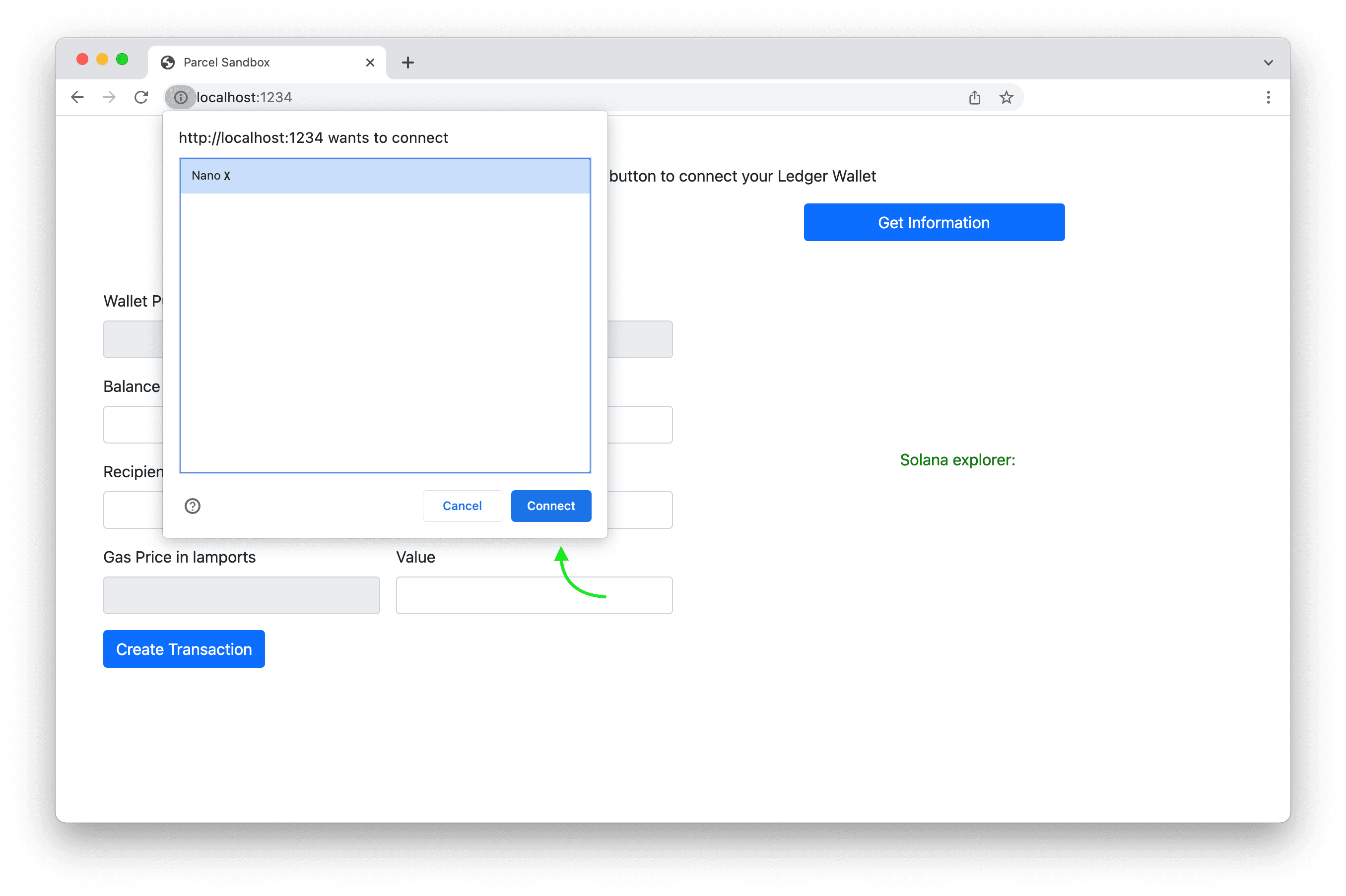 Connect the Ledger Nano