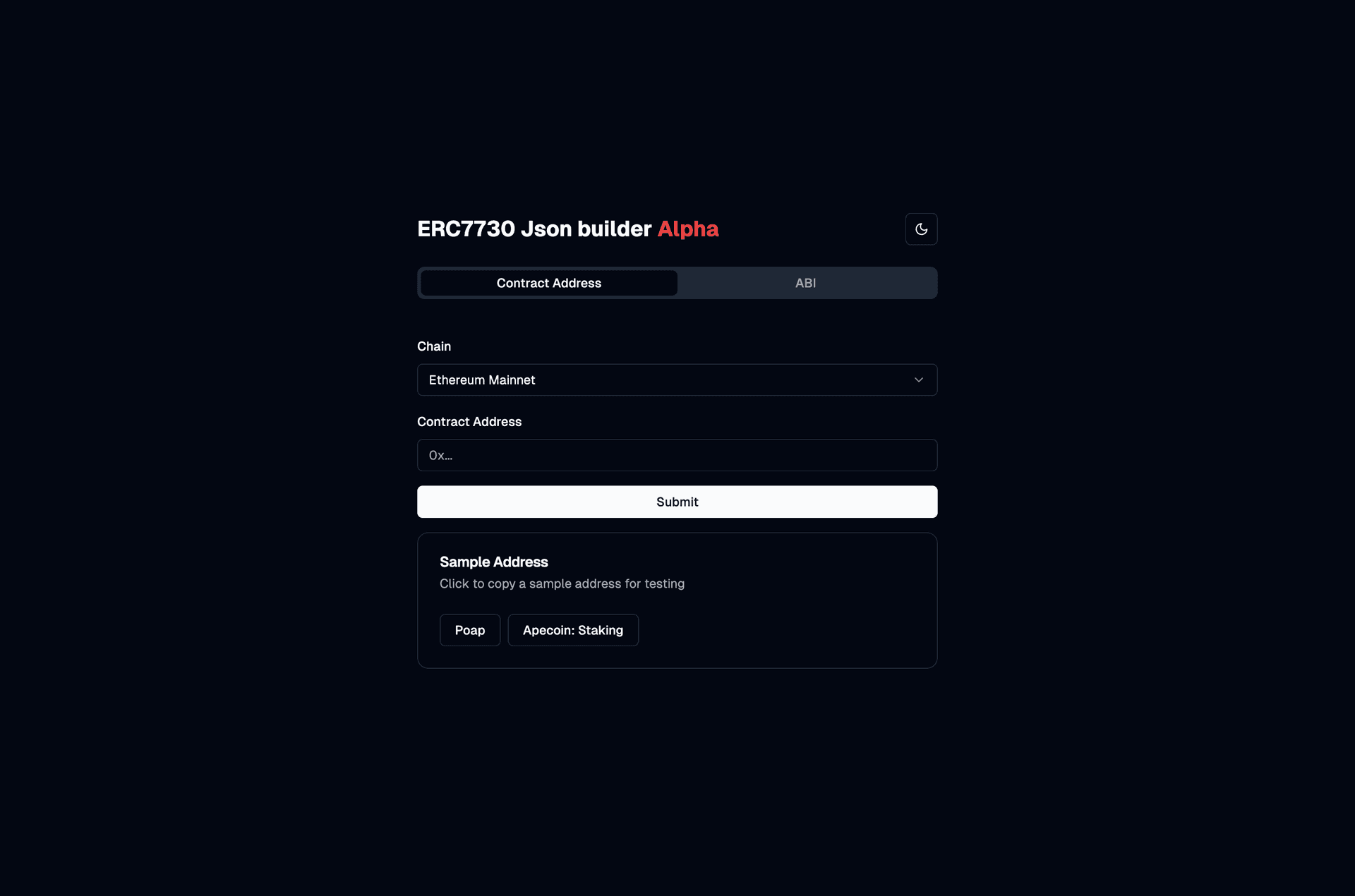 JSON Builder interface