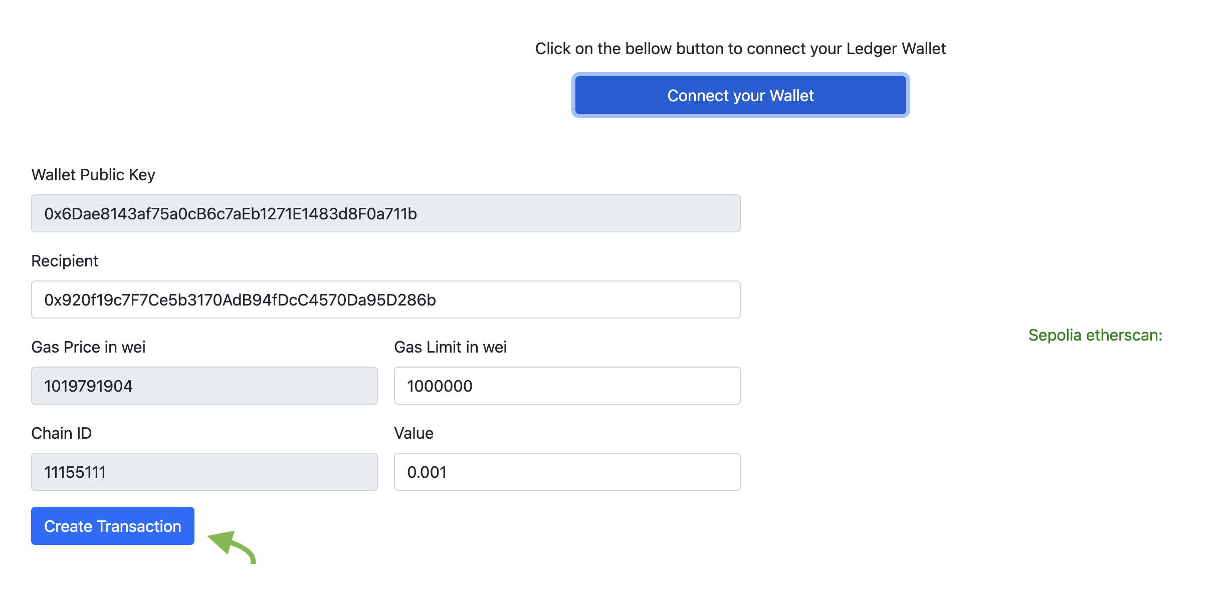 Application After Connecting Ledger Nano
