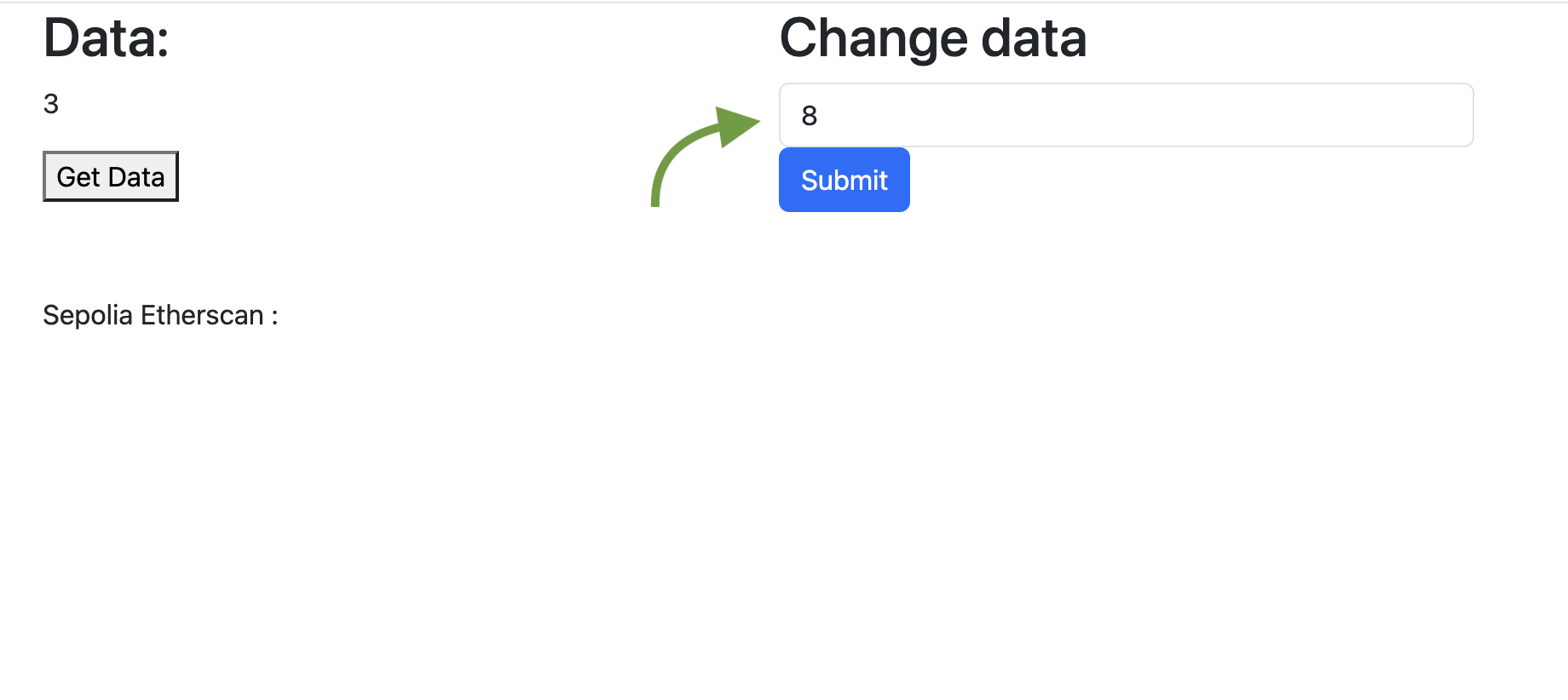 Change data from a smart contract