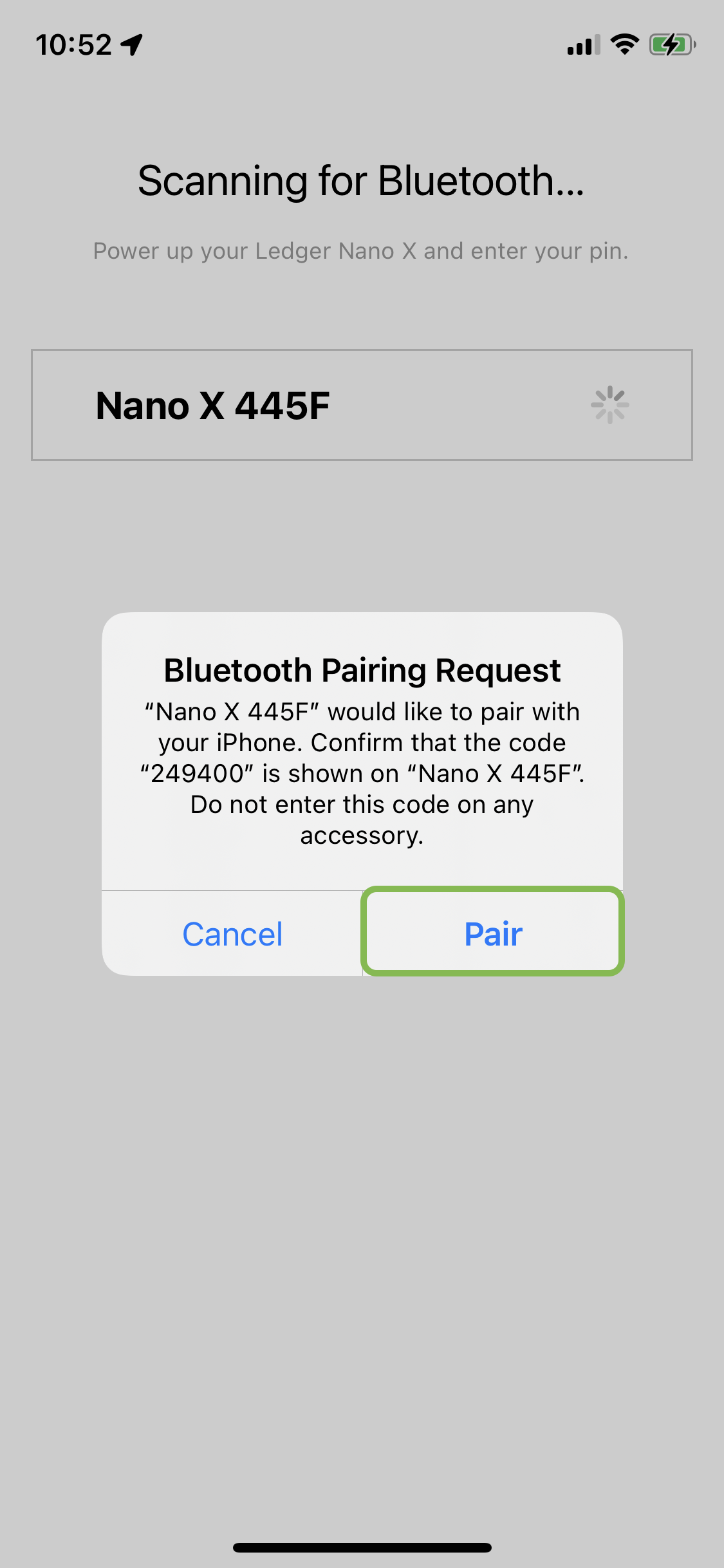 Pairing the Ledger Nano